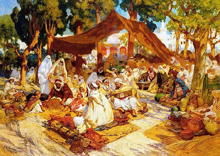 Frederick Arthur Bridgman An evening gathering at a North-African encampment Spain oil painting art